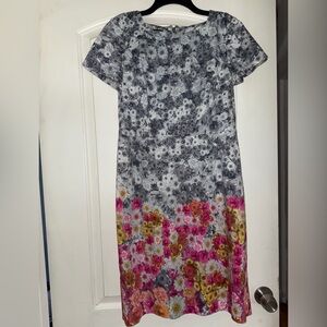 Talbots Floral Short Sleeve Knee Length Sheath Dress Size 10